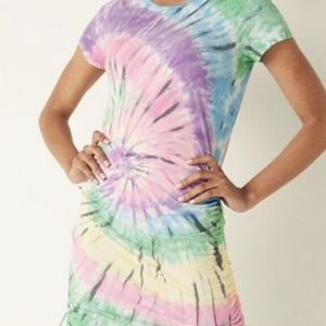 LIKE NEW! Women's PINK Tie Dye Touched T-shirt Dress - SMALL